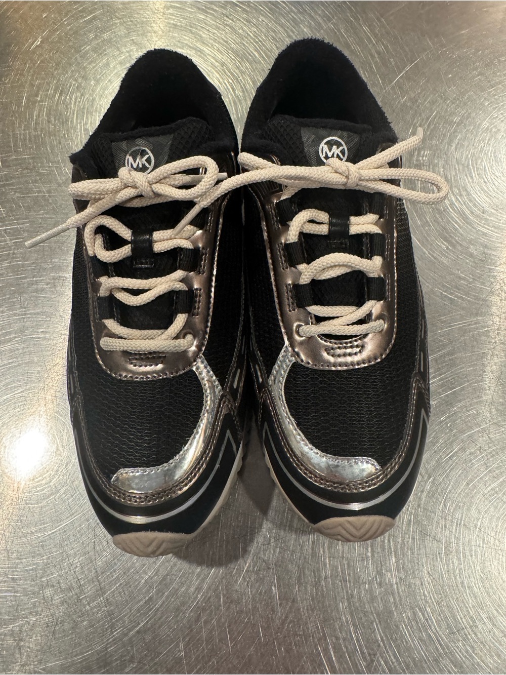 Michael Kors Black Sneakers with Silver Accents - Picture 2 of 9